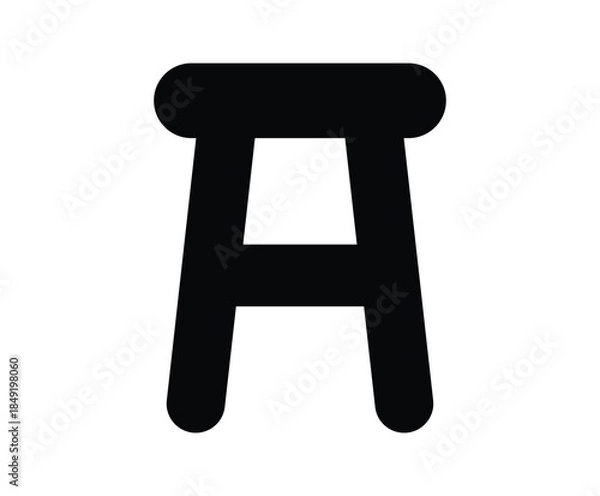 Obraz Simple Solid Black Icon of a Stool with Minimalist Design for Graphics
