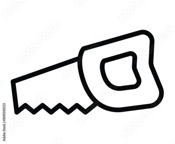 Fototapeta Hand saw tool illustration for woodworking and construction projects