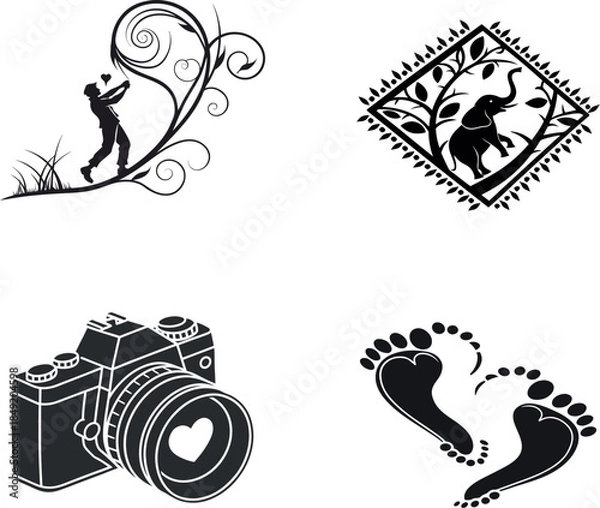 Fototapeta Valentine design concept elements silhouette 