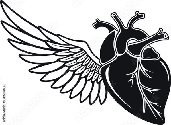 Obraz Heart Wings Valentine design concept vector 
