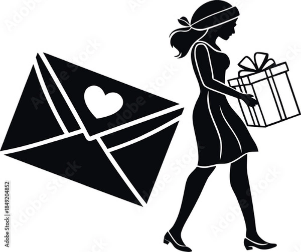 Obraz Valentine's Day gift box design concept vector 