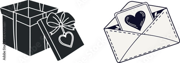 Obraz Valentine's Day gift box vector illustration 