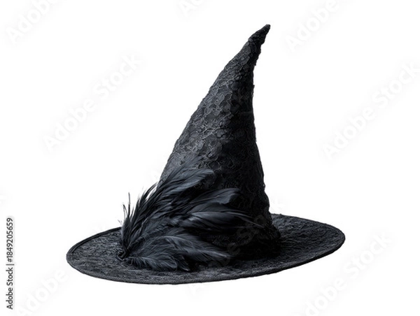 Obraz Black Lace Witch Hat with Feathers