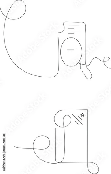 Fototapeta File search vector. continuous line art. one continuous line vector drawing of a folder
