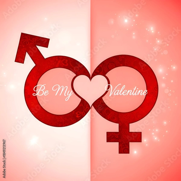 Obraz Romantic Gender Symbols Union  Love