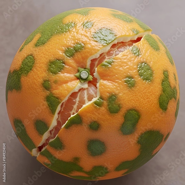 Obraz Cracked Orange Fruit with Green Spots Citrus