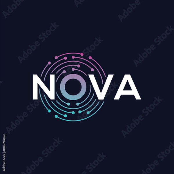 Fototapeta typography text nova logo design, digital technology internet concept vector icon