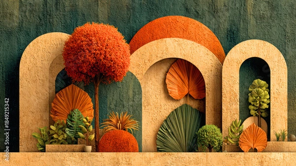 Obraz Abstract botanical arches nature scene