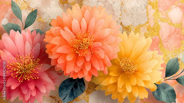 Obraz Radiant abstract alcohol ink floral patterns