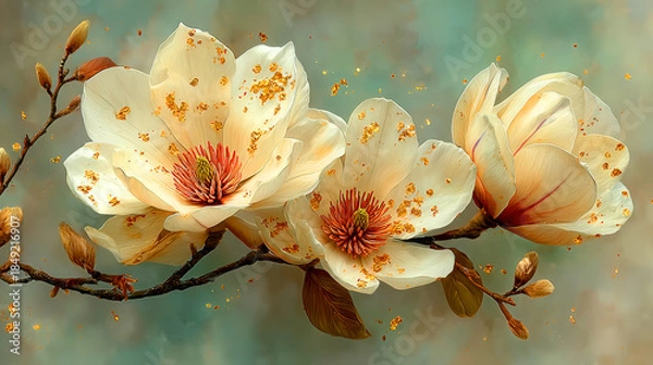 Obraz Delicate white magnolia blossoms spring bloom