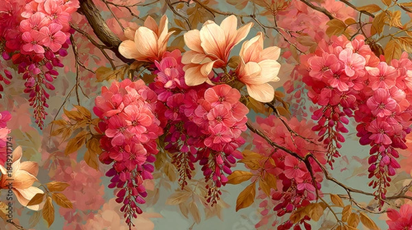 Obraz Chinoiserie floral pattern soft pink