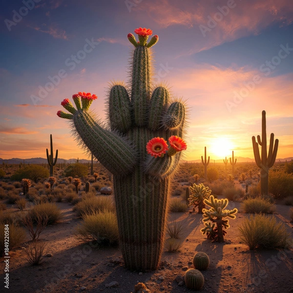 Obraz cactus, the bird