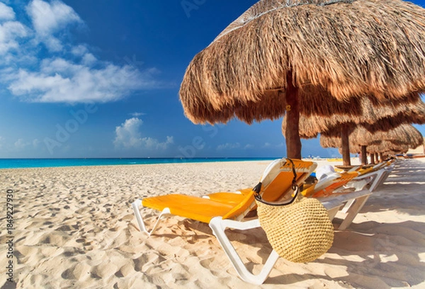 Fototapeta Beach at Caribbean sea in Playa del Carmen, Mexico