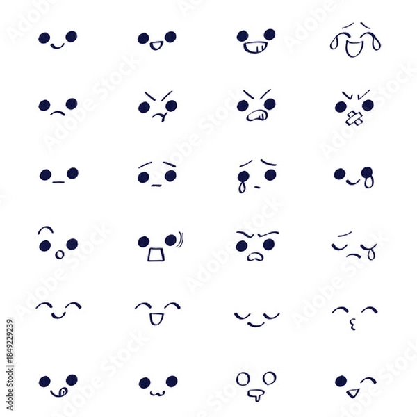Obraz 色んな表情の顔のイラストセット