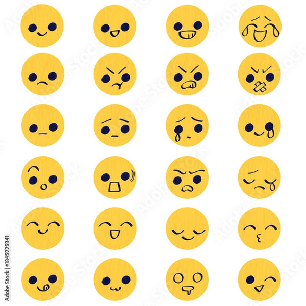 Obraz 色んな表情の顔のアイコンイラストセット