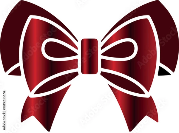 Obraz simple icon of a decorative red bow made of several ribbons, for holiday designs, invitations, flyers or decorative frames