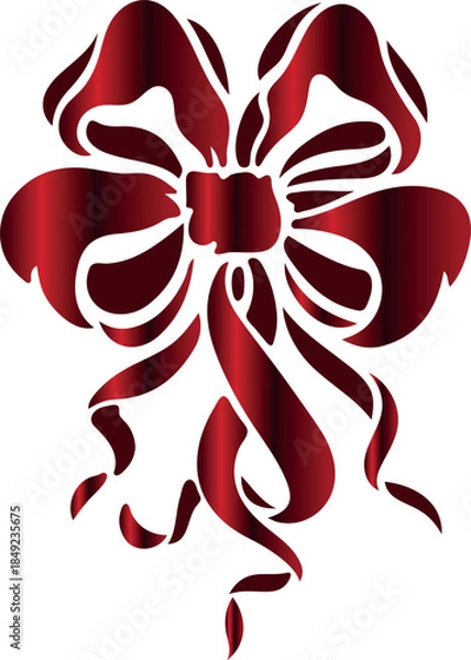 Obraz icon of a red bow folded into a flower shape from thin ribbons, for holiday designs, invitations, flyers or decorative frames