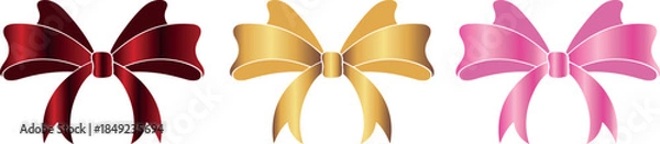 Obraz set of bows with different gradients made of wide ribbons, for holiday designs, invitations, flyers or decorative frames