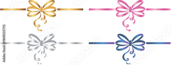 Obraz set of icons of colorful ribbons and bows made of thin ribbons, for holiday designs, invitations, flyers or decorative frames