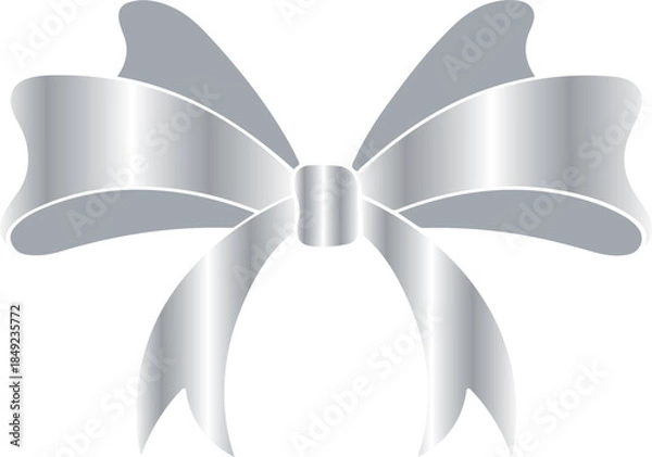 Obraz bow with a silver gradient composed of large ribbons, for holiday designs, invitations, flyers or decorative frames