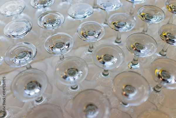 Obraz Clean empty glasses for drinks inverted after washing