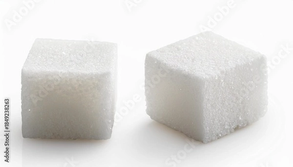 Obraz Two sugar cubes on white background
