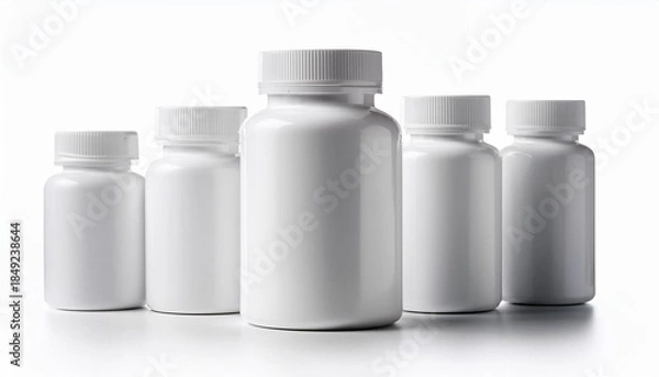 Obraz White plastic supplement bottles