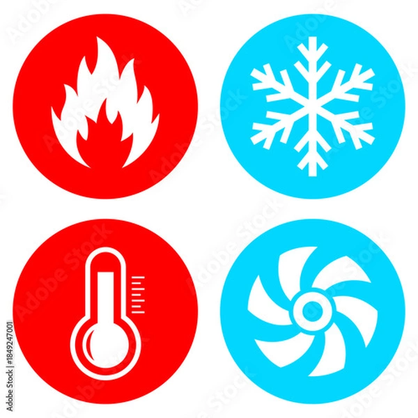 Obraz Cooling and heating vector icons set