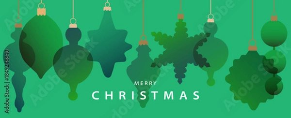 Obraz Christmas card with hanging ball decoration.