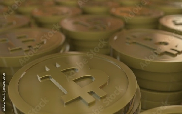 Obraz bitcoins, münzen, gold, krypto, 3d