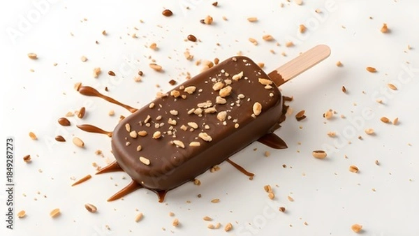 Obraz chocolate ice cream with nuts and splash