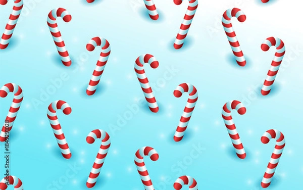 Obraz Minimalist Candy Cane Seamless Pattern on Snowy Background