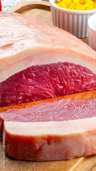 Obraz Raw picanha, a traditional Brazilian cut of meat.