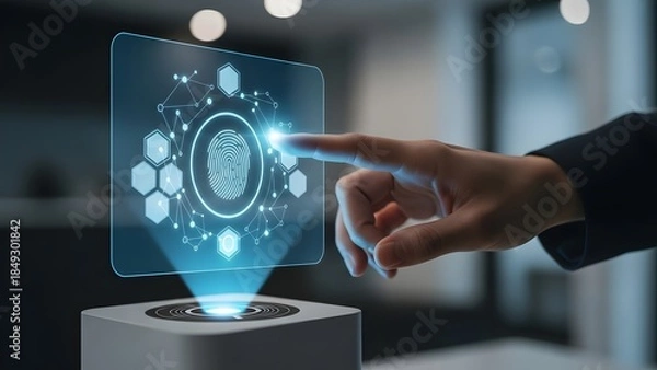 Obraz Biometric Fingerprint Scan Technology for Futuristic Security and Identity Verification