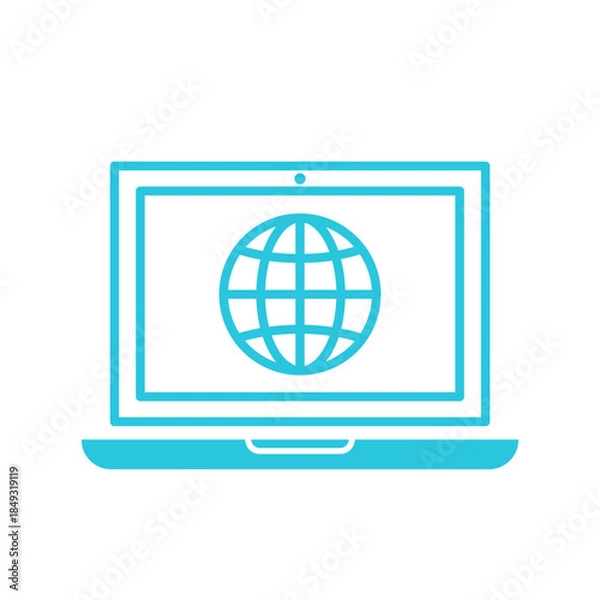 Obraz Global Network icon, Isolated on white. Blue icon