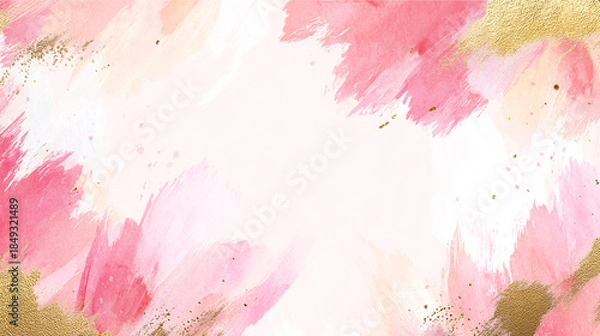 Fototapeta ピンクと金色の華やかな抽象的なフレーム背景
