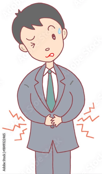 Obraz 病気・疾患のイラスト - 腹痛・胃痛・胃潰瘍・ストレス