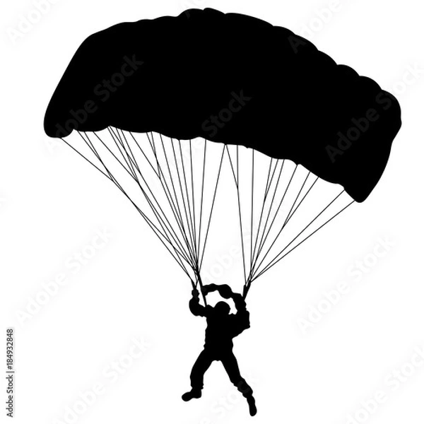Obraz Skydiver, silhouettes parachuting vector illustration.