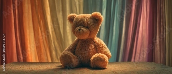 Fototapeta Teddy bear sitting on a surface