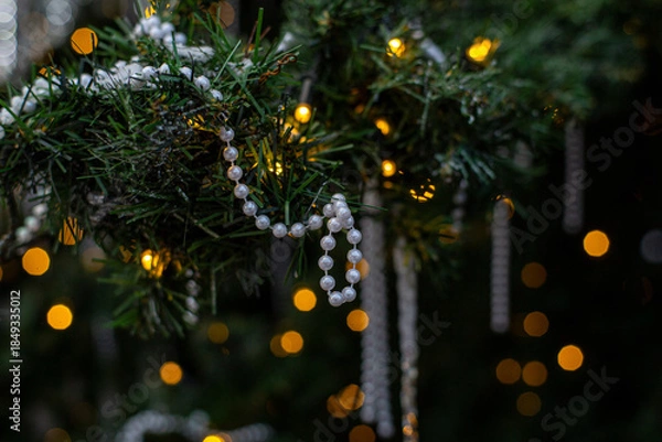 Obraz Christmas tree decorations and lights