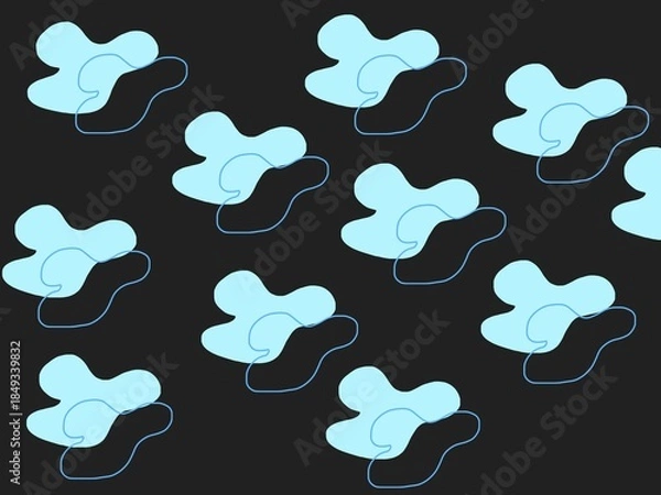 Obraz Seamless pattern with blue Memphis shape in black background 