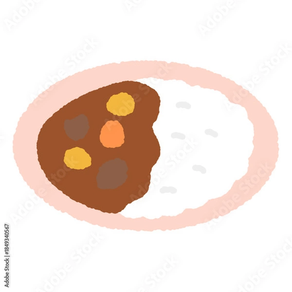 Obraz 手書き風の単品アイコンイラスト　食べ物　カレー
