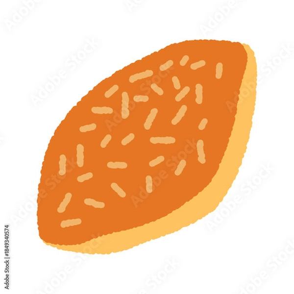 Obraz 手書き風の単品アイコンイラスト　食べ物　カレーパン