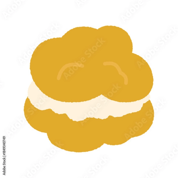Obraz 手書き風の単品アイコンイラスト　食べ物　シュークリーム