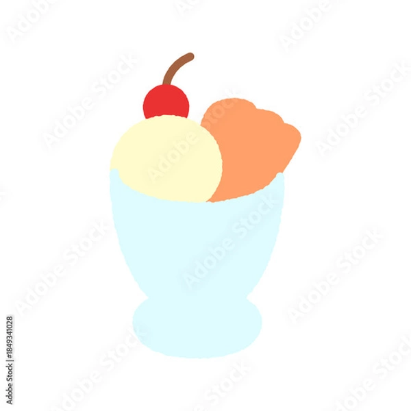 Obraz 手書き風の単品アイコンイラスト　食べ物　パフェ