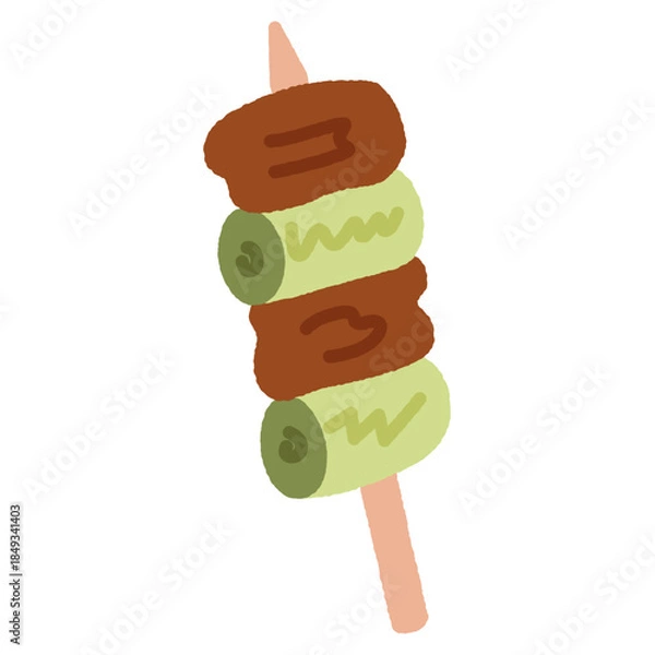 Obraz 手書き風の単品アイコンイラスト　料理　焼き鳥