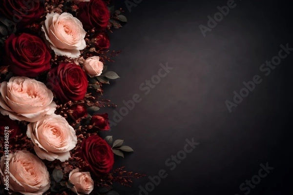 Obraz Luxury Dark Floral Background With Dramatic Copy Space