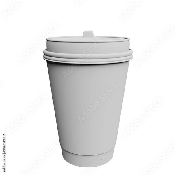 Fototapeta 3D Render Blank White Disposable Coffee Cup