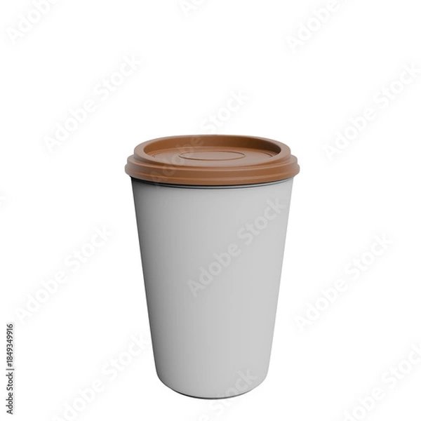 Fototapeta 3D Render Disposable Coffee Cup on White background