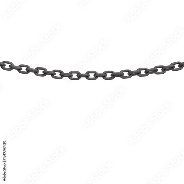 Fototapeta 3D Render Rustic Metal Chain on White background